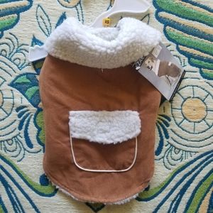 🐾NWT XS Classic Sherpa Jacket Chestnut Suede Look